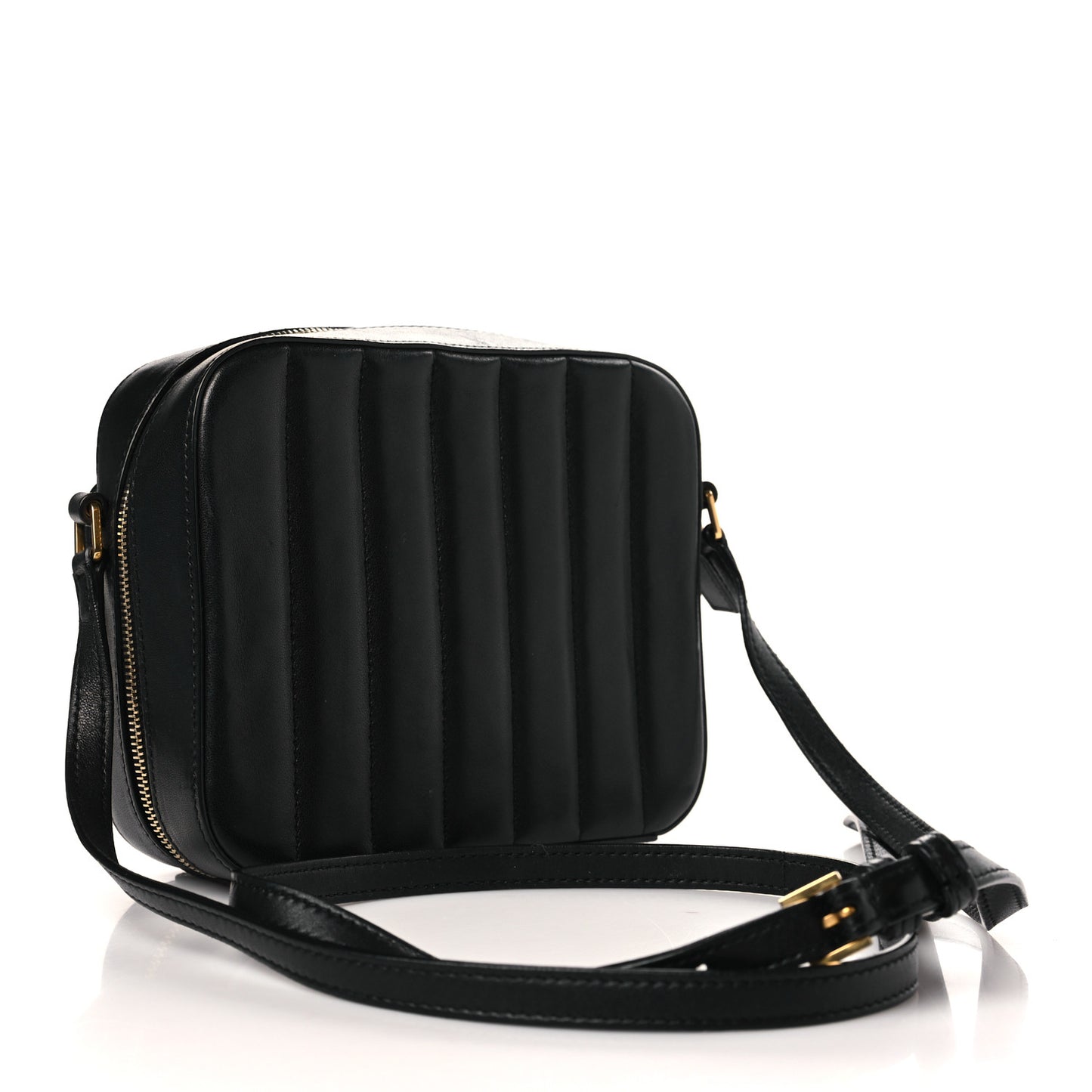Lambskin Matelasse Monogram Vicky Camera Bag Black