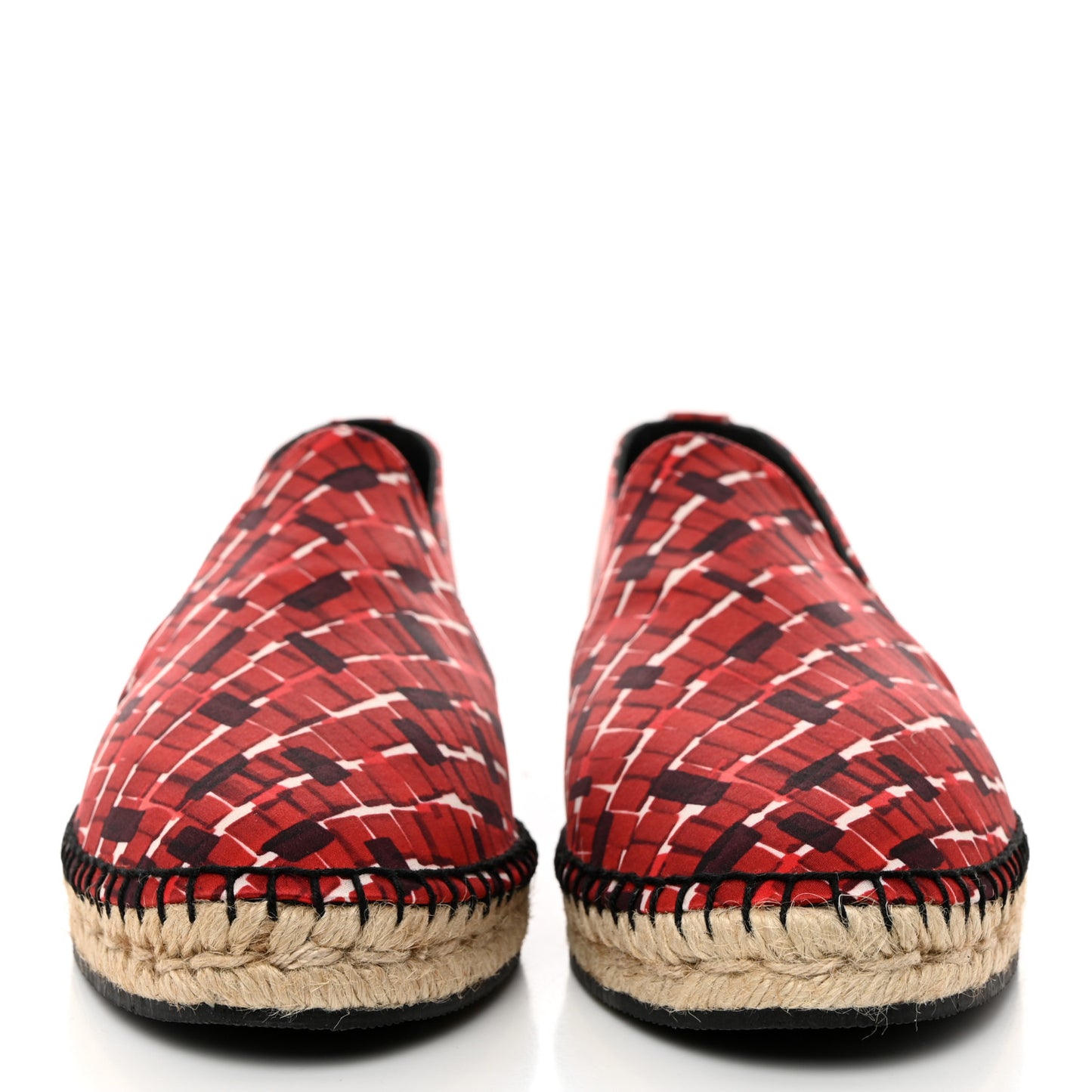 Satin Micro Square Grid Espadrille 40 Red Multicolor