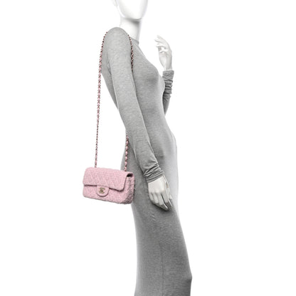 Chanel Tweed Quilted Mini Rectangular Flap Pink 2 of 10