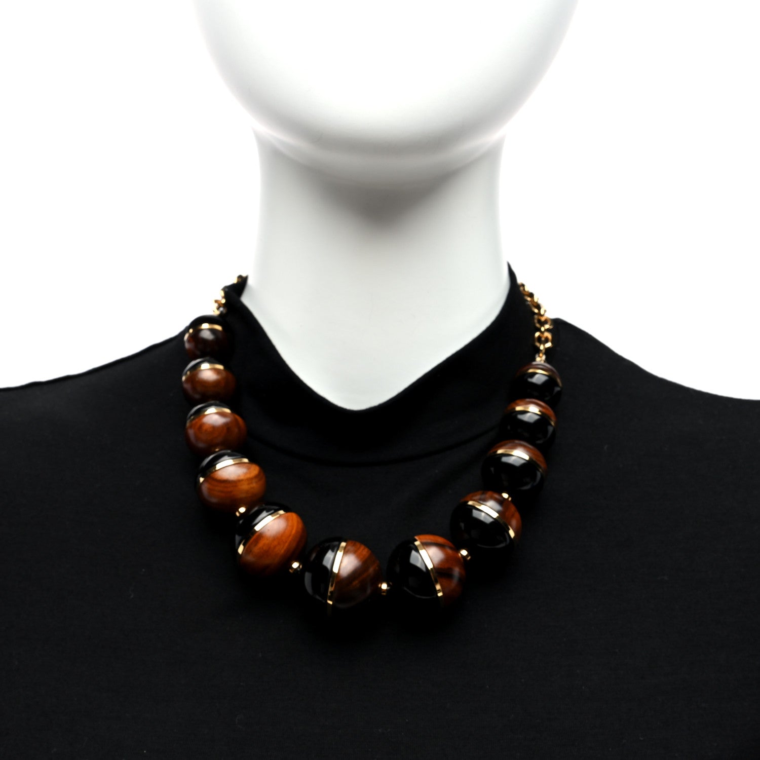 Louis Vuitton Resin Wood Necklace Black 2 of 4