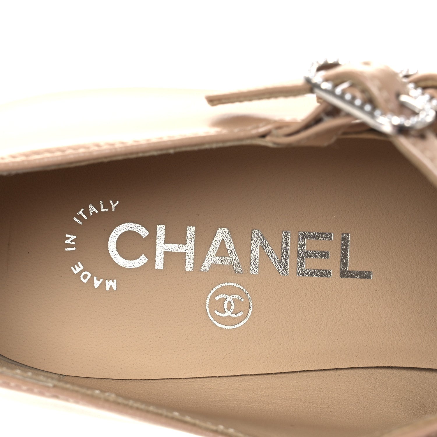 Chanel Iridescent Lambskin Grosgrain Pearl Mary Jane Pumps 38 Beige Black 9 of 14
