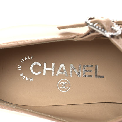 Chanel Iridescent Lambskin Grosgrain Pearl Mary Jane Pumps 38 Beige Black 9 of 14