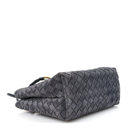 Bottega Veneta Suede Intrecciato Small Andiamo Shoulder Bag Graphite 3 of 9