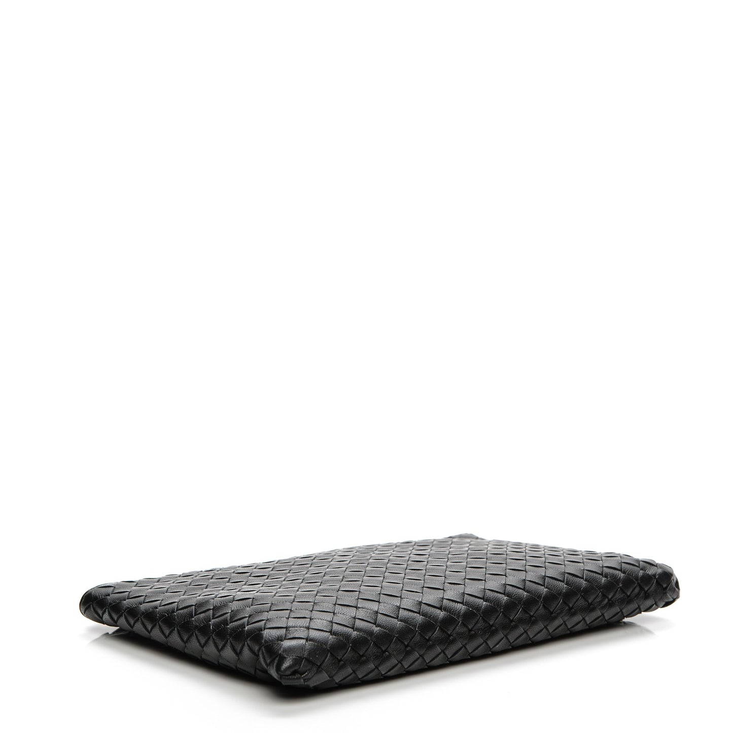 Nappa Intrecciato Flat Zip Pouch Nero Black