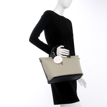 Chloe Smooth Calfskin Large Baylee Tote Marshmallow Grey Black 3 of 9