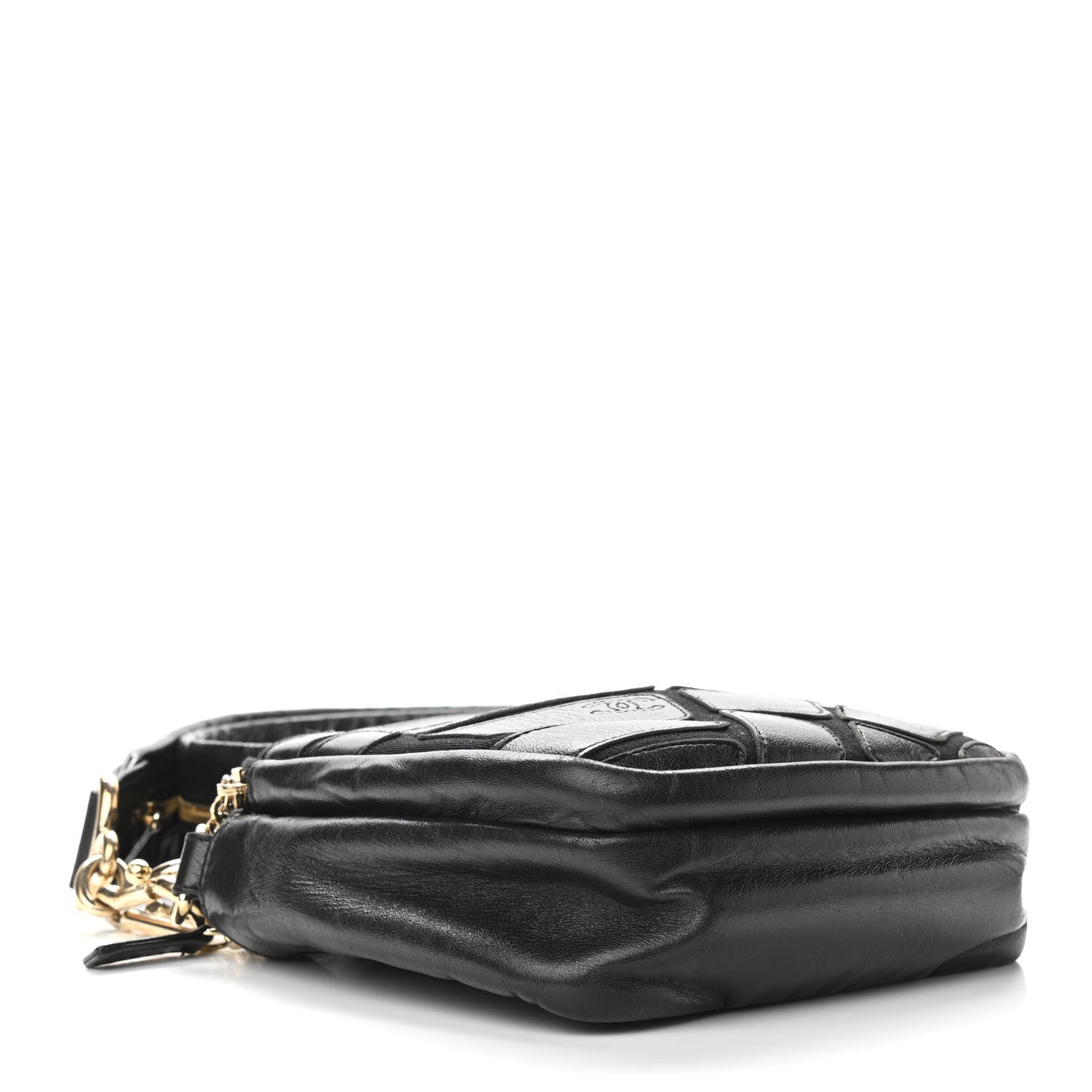 Chanel Lambskin Jersey Scales Zipper Shoulder Bag Black 4 of 10