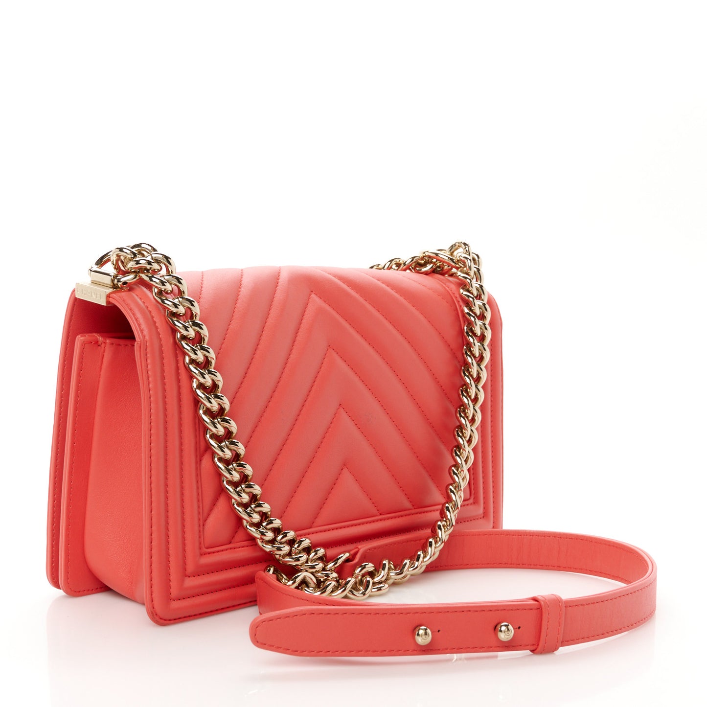 Lambskin Chevron Quilted Medium Boy Flap Pink