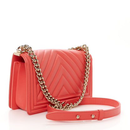 Chanel Lambskin Chevron Quilted Medium Boy Flap Pink 3 of 11