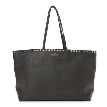 Valentino Garavani Grained Calfskin Rockstud Shoulder Tote Graphite 1 of 21