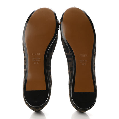 Fendi Zucca Ballerina Bow Flat 39.5 Tobacco Black 5 of 9