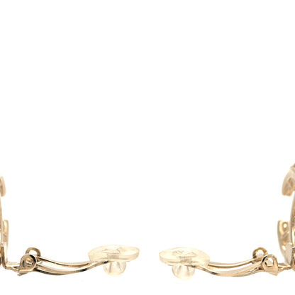 Chanel Crystal Pearl CC Marquise Clip On Earrings Gold 3 of 4