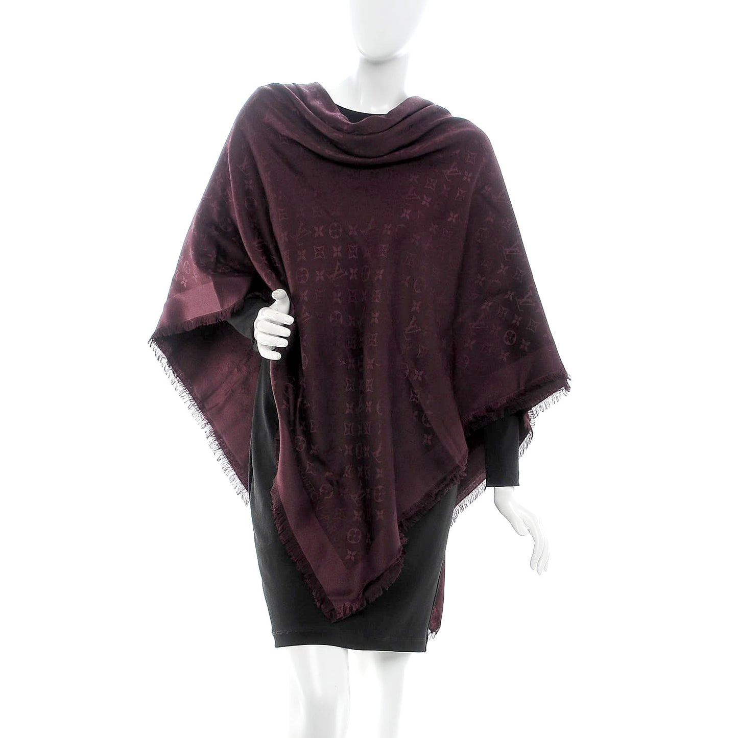 Wool Silk Monogram Shawl Amarante
