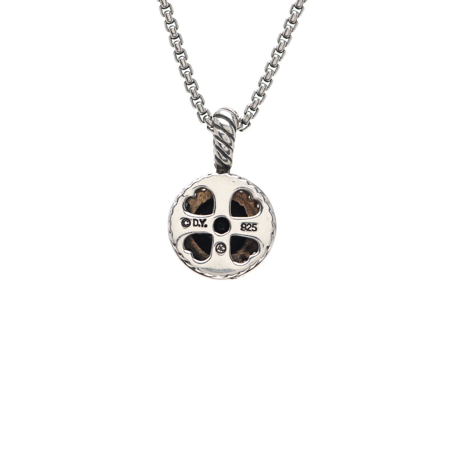 David Yurman Sterling Silver Diamond Black Onyx 8mm Petite Cerise Pendant Cable Necklace 5 of 5
