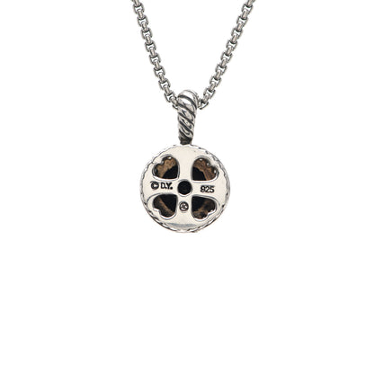 David Yurman Sterling Silver Diamond Black Onyx 8mm Petite Cerise Pendant Cable Necklace 5 of 5
