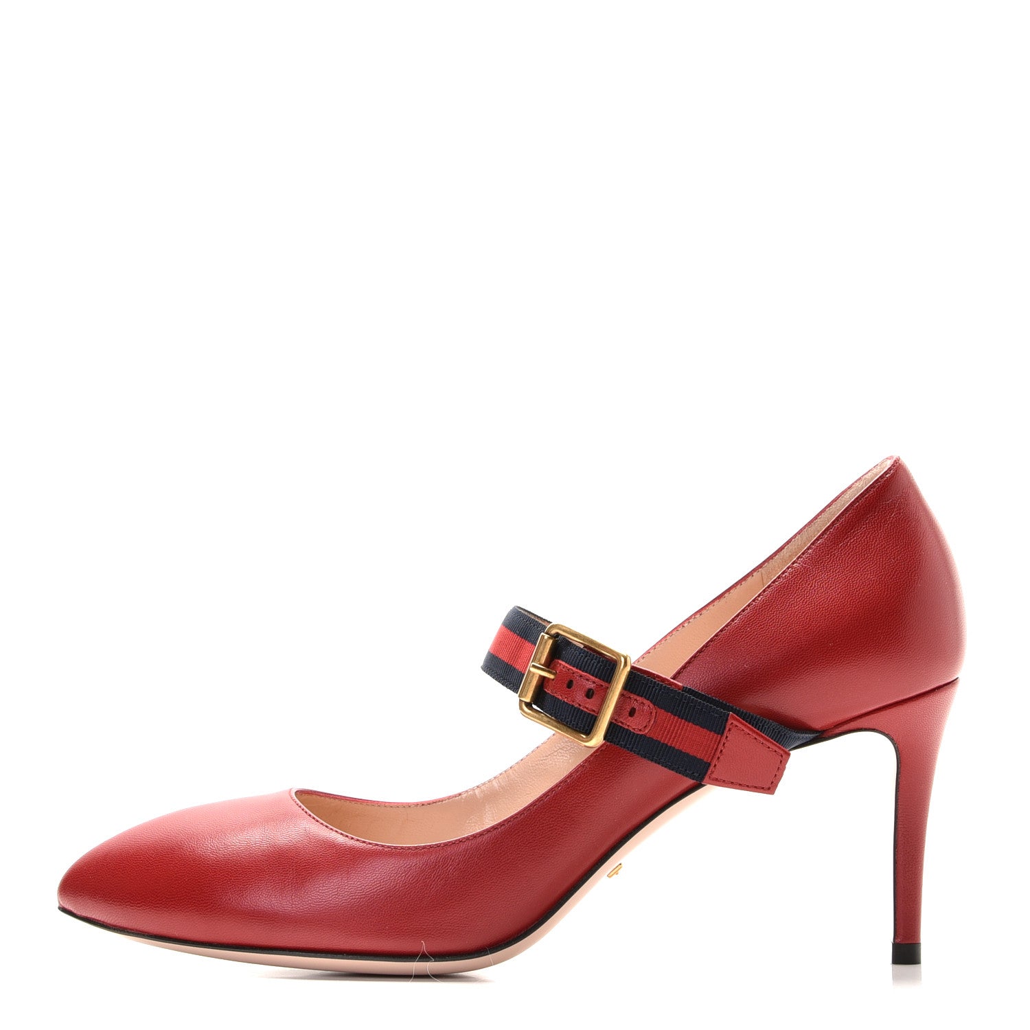 Gucci Malaga Kid Sylvie Web Mid Heel Pumps 39 Hibiscus Red 1 of 12