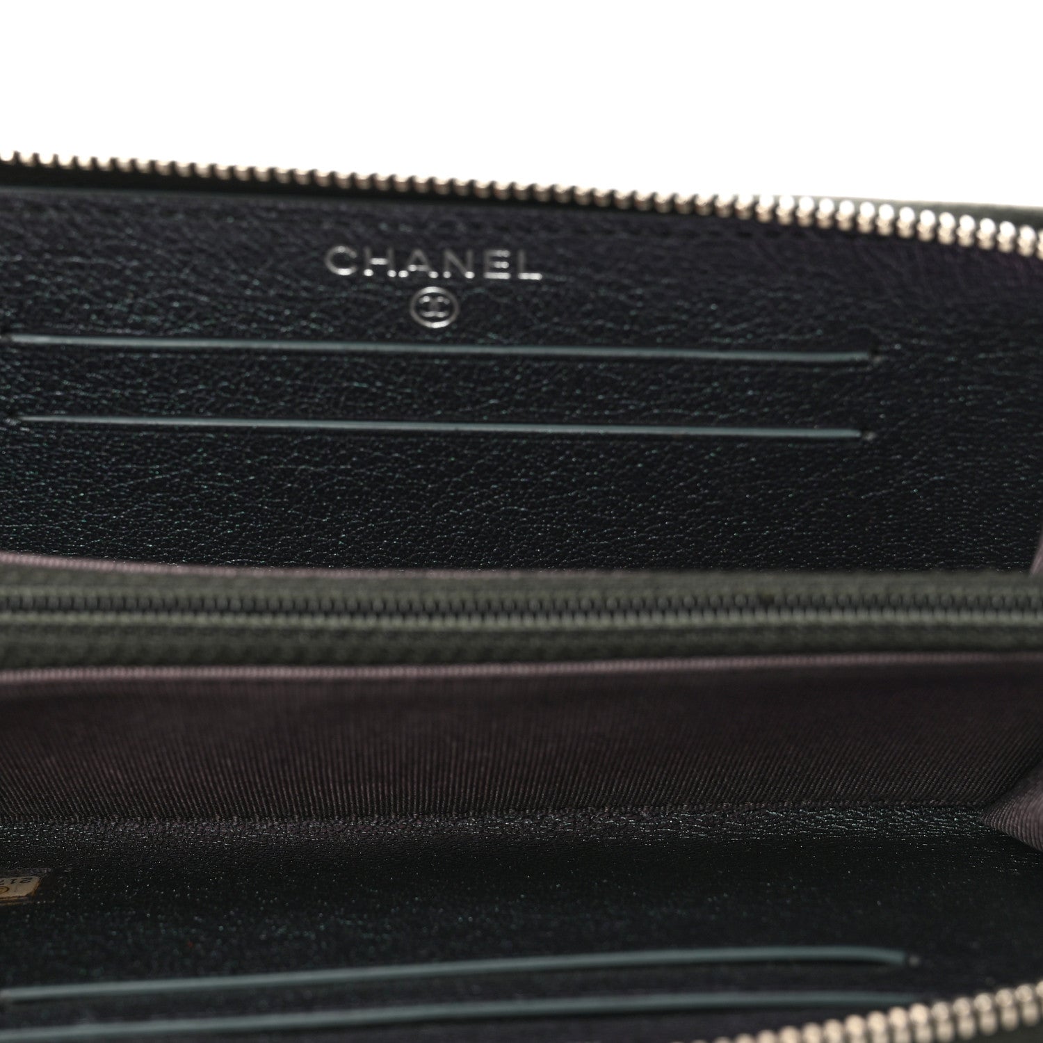 Chanel Iridescent Goatskin Quilted Small Zip Around Wallet Purple 5 of 8