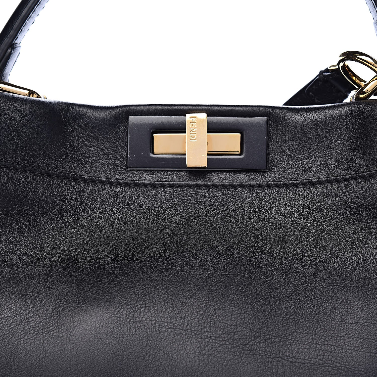 Fendi Vitello Seta Shiny Nappa Medium Peekaboo Iconic Satchel Black 13 of 13