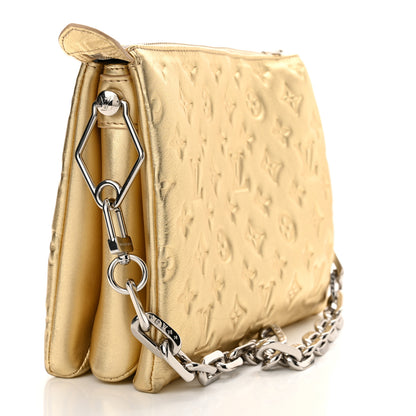 Louis Vuitton Lambskin Embossed Monogram Coussin PM Gold 3 of 10