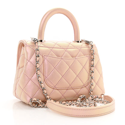 Chanel Iridescent Caviar Quilted Extra Mini Coco Handle Flap Light Pink 3 of 9