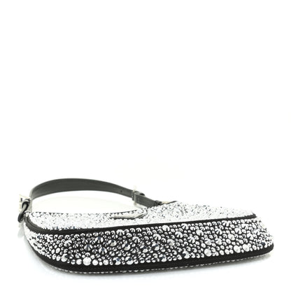 Prada Satin Crystal Cleo Adjustable Strap Shoulder Bag Metal 3 of 9
