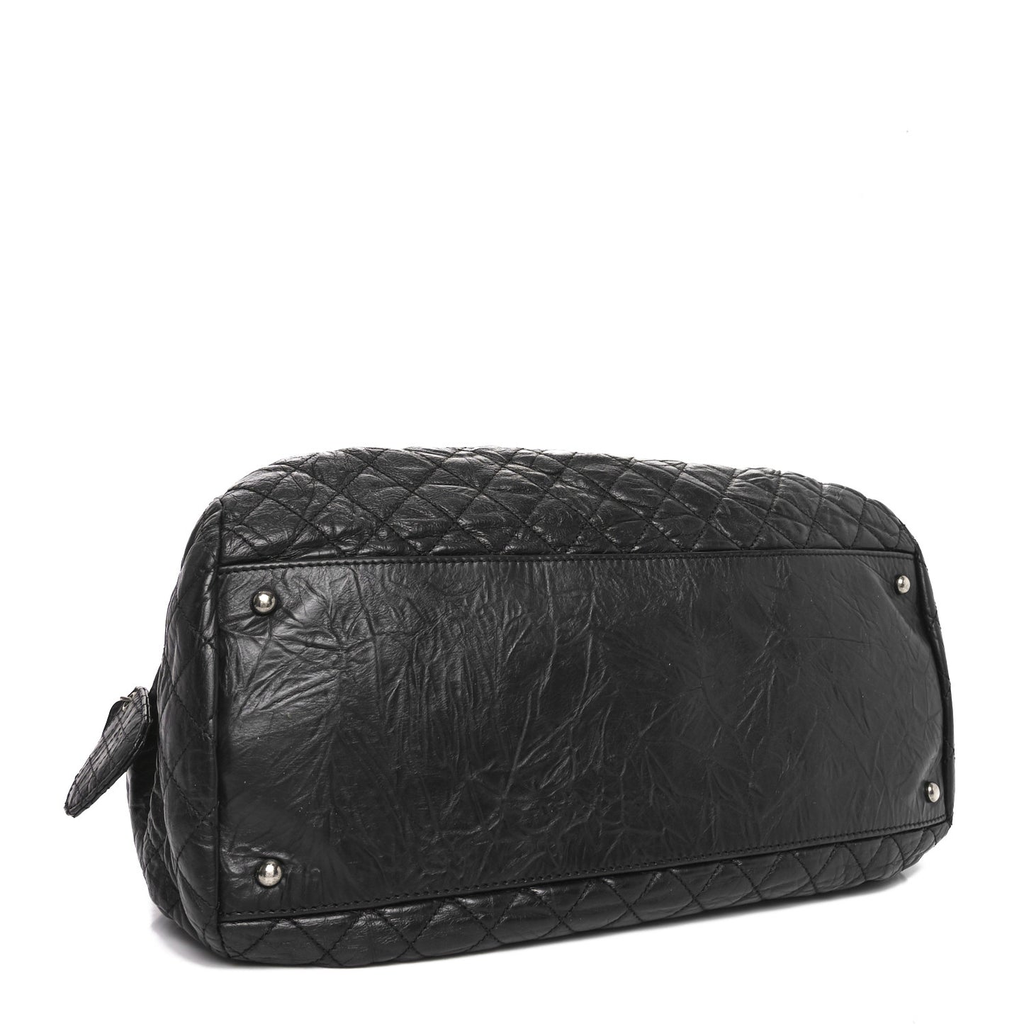 Aged Calfskin Coco Rider Bowling Bag Black