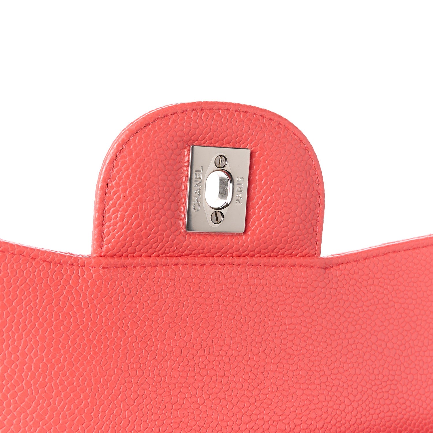 Chanel Caviar Chevron Quilted Jumbo Double Flap Coral 7 of 11