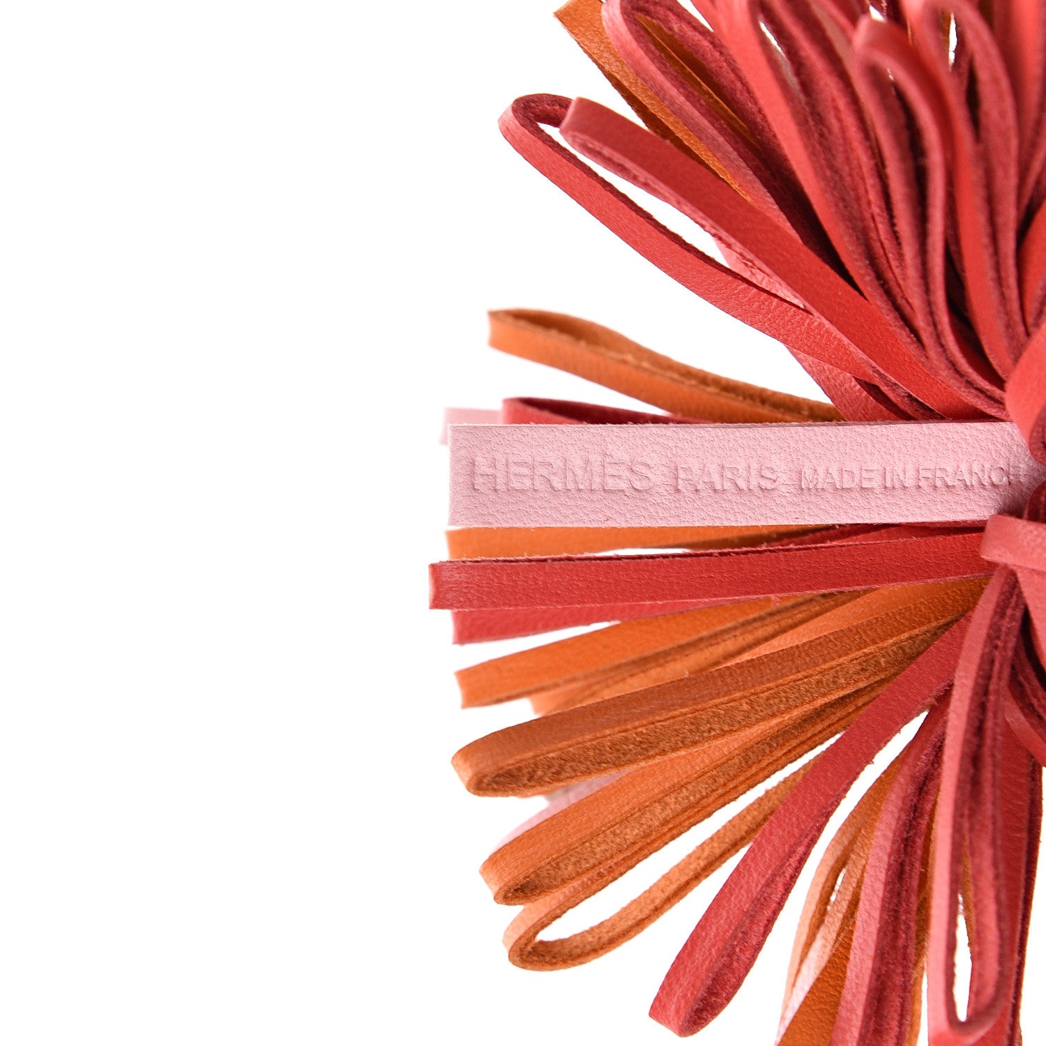 Hermes Lambskin Tri-Color Carmen Tassel Key Holder Rose Sakura Orange Bougainvillea 3 of 5