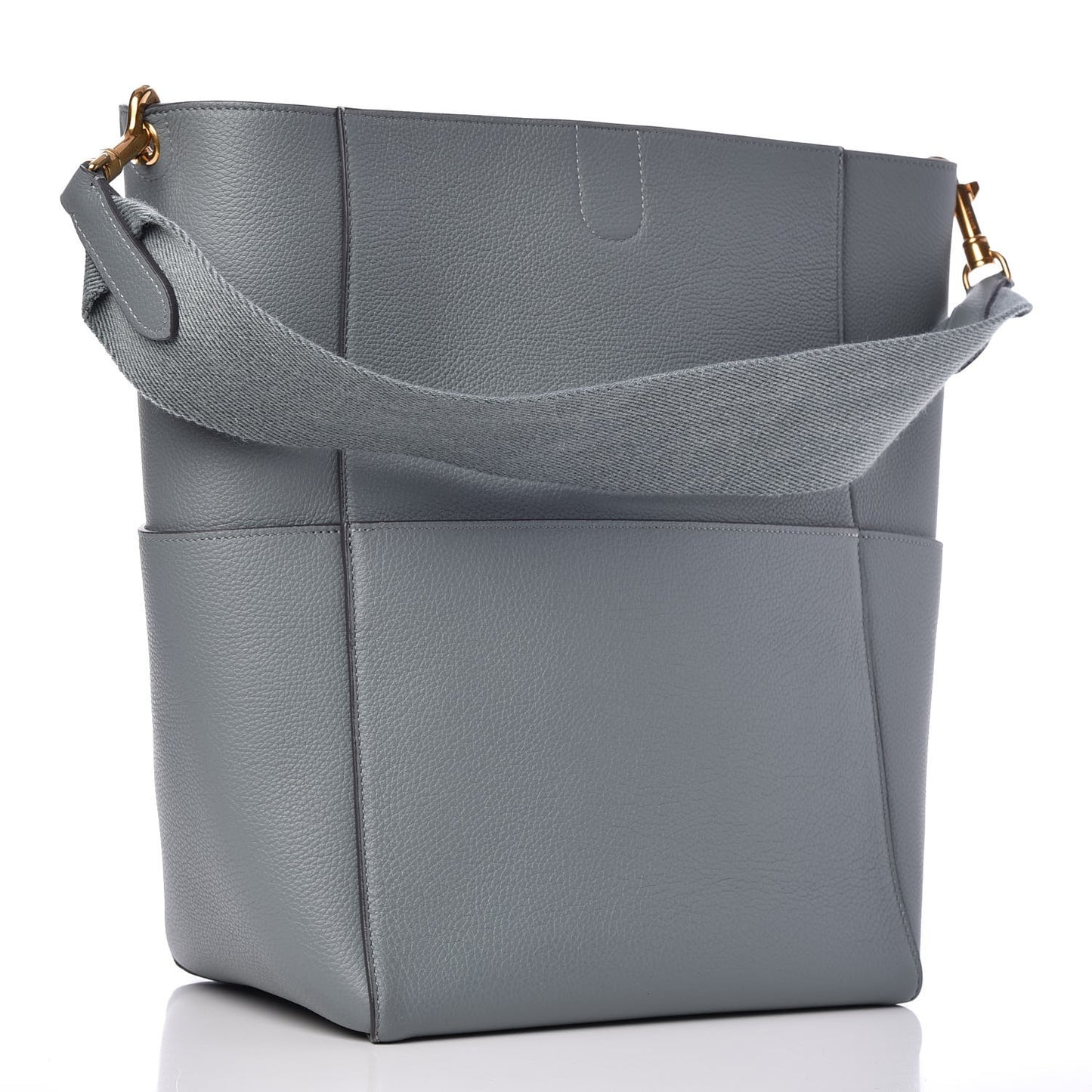 Soft Grained Calfskin Sangle Bucket Bag Storm