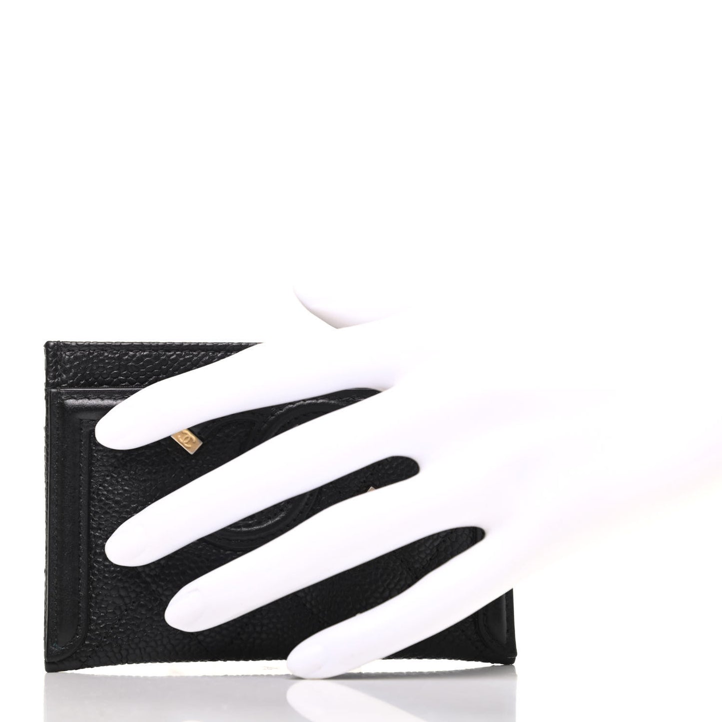 Caviar Quilted Filigree Card Holder Black