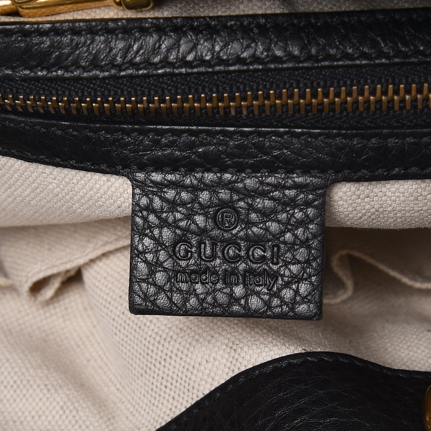 Gucci Pebbled Calfskin Medium Twill Shoulder Bag Black 6 of 7