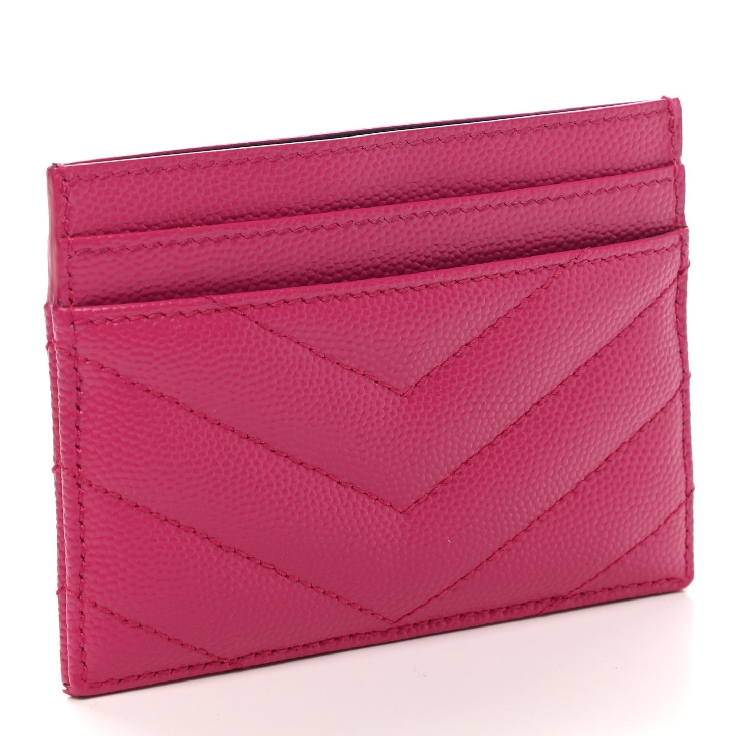 Grain De Poudre Matelasse Chevron Monogram Credit Card Case Fresh Fuxia