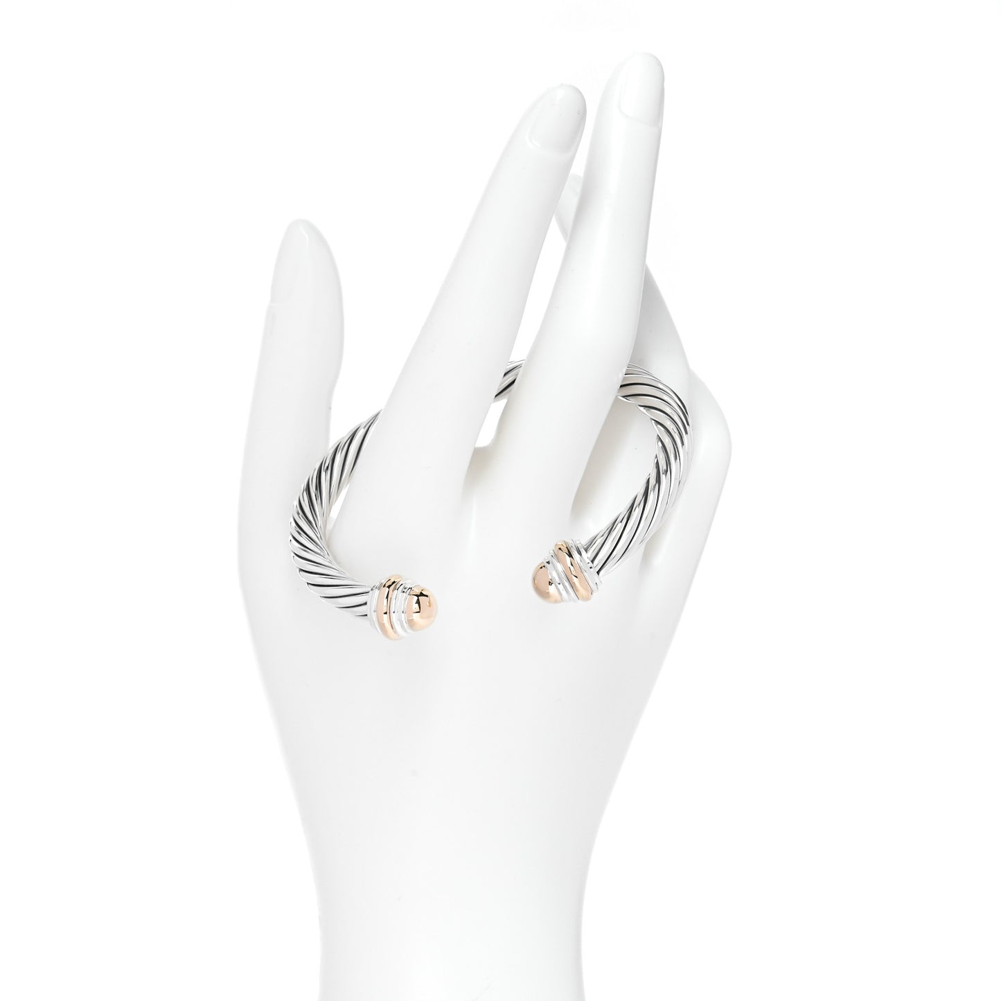 Sterling Silver 14K Yellow Gold 7mm Cable Classics Bracelet