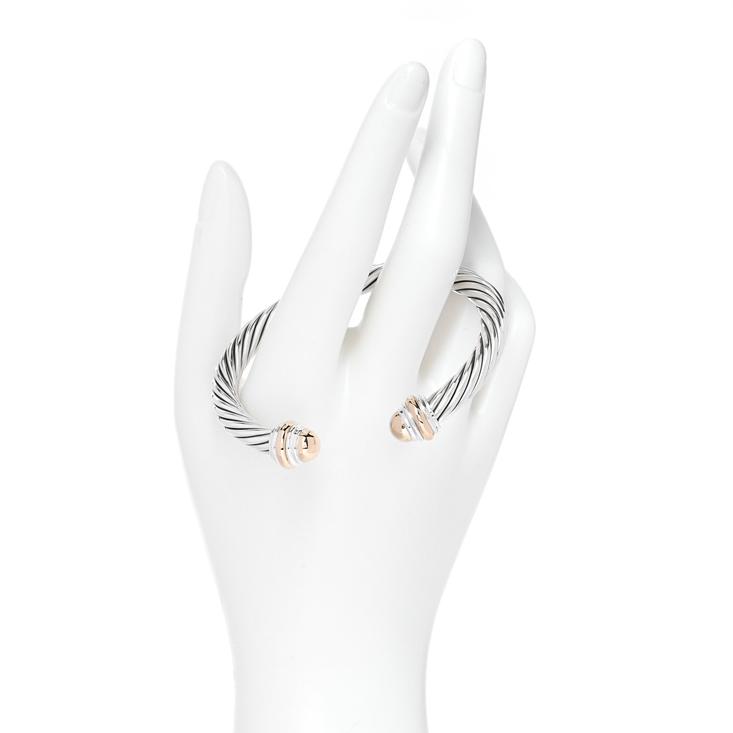 David Yurman Sterling Silver 14K Yellow Gold 7mm Cable Classics Bracelet 2 of 5