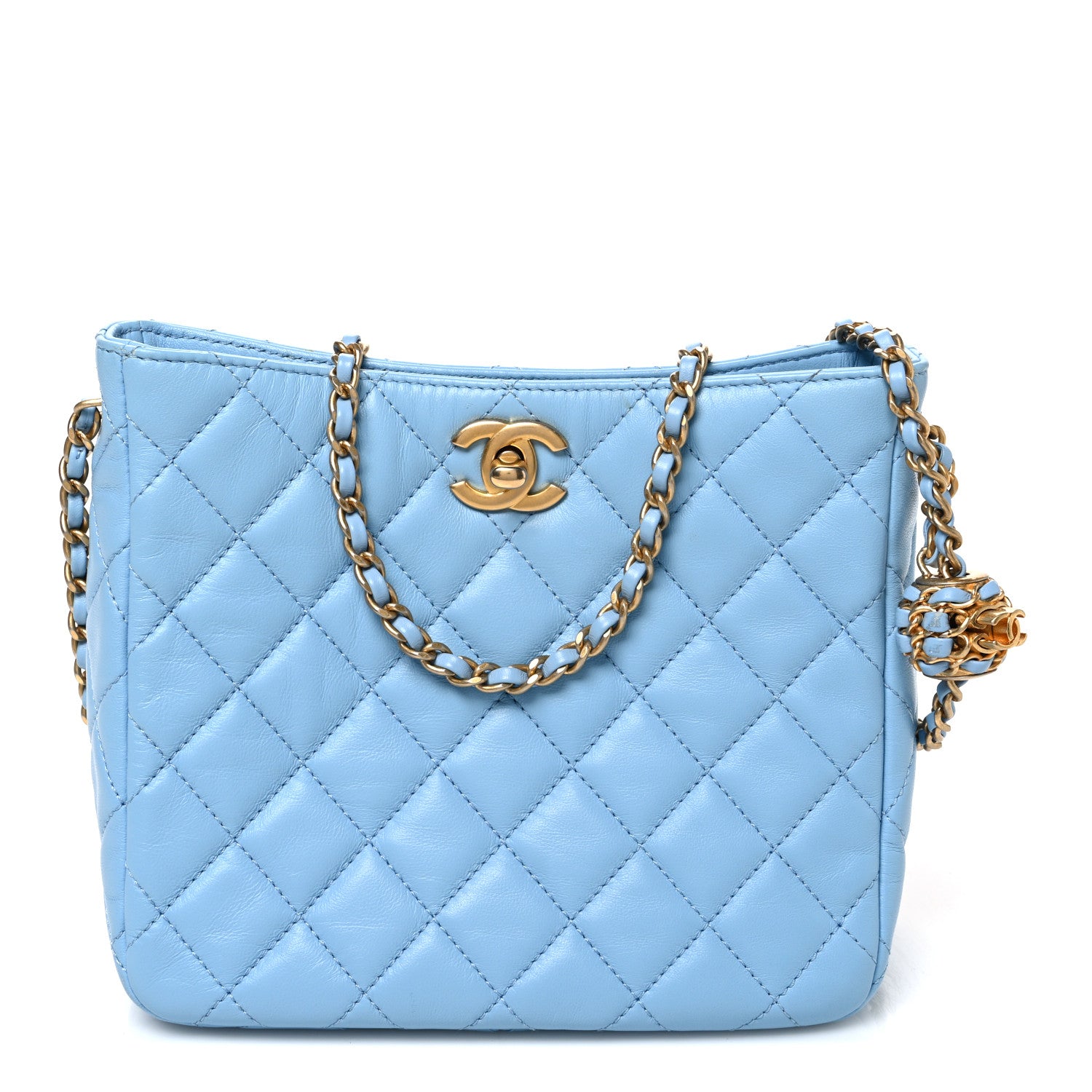 Chanel Lambskin Quilted Small Pearl Crush Hobo Light Blue 1 of 11