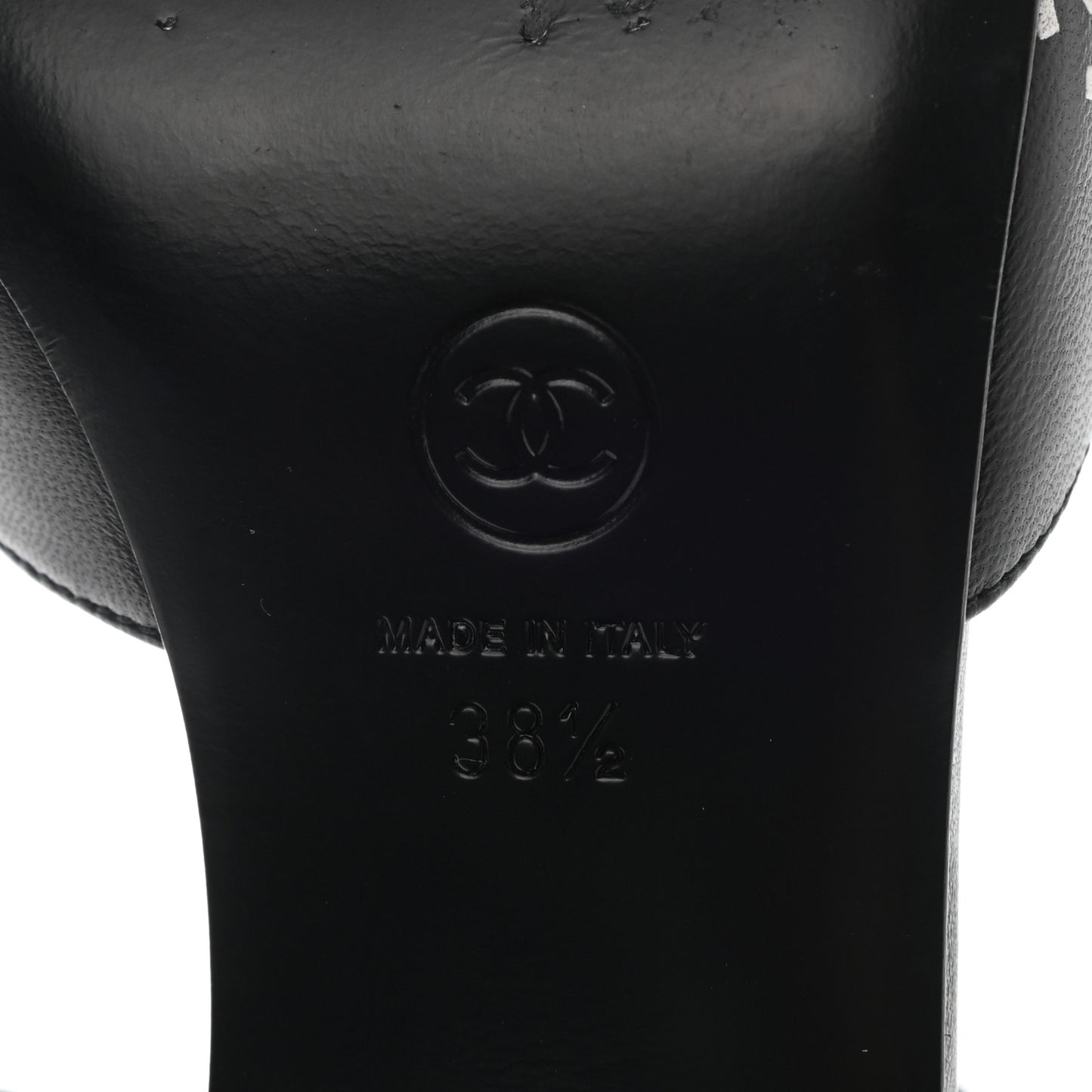 Printed Lambskin CC Sandals 38.5 Black White