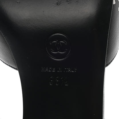 Chanel Printed Lambskin CC Sandals 38.5 Black White 8 of 10