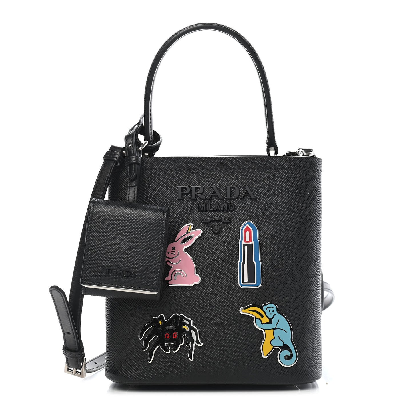 Saffiano Smalto Small Panier Bucket Bag Black