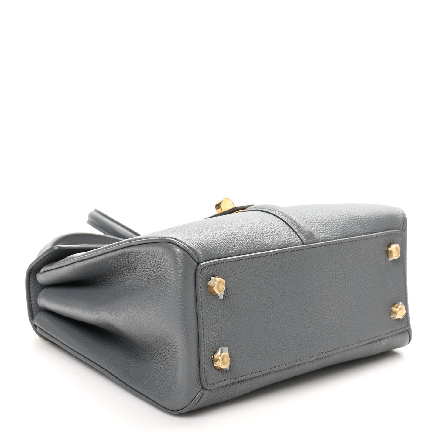 Grained Calfskin Small 16 Top Handle Bag Medium Grey