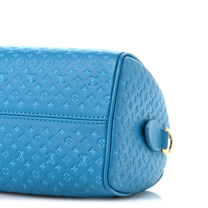 Louis Vuitton Calfskin Nanogram Embossed Speedy Bandouliere 20 Blue 9 of 12