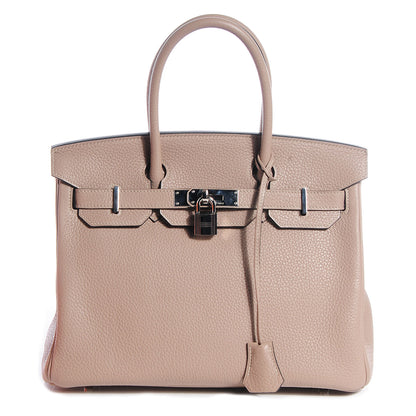 Hermes Taurillon Clemence Horseshoe Birkin 30 Gris Tourterelle and Black 1 of 28