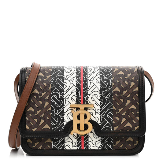 E-Canvas Monogram Stripe Small TB Bag Bridle Brown