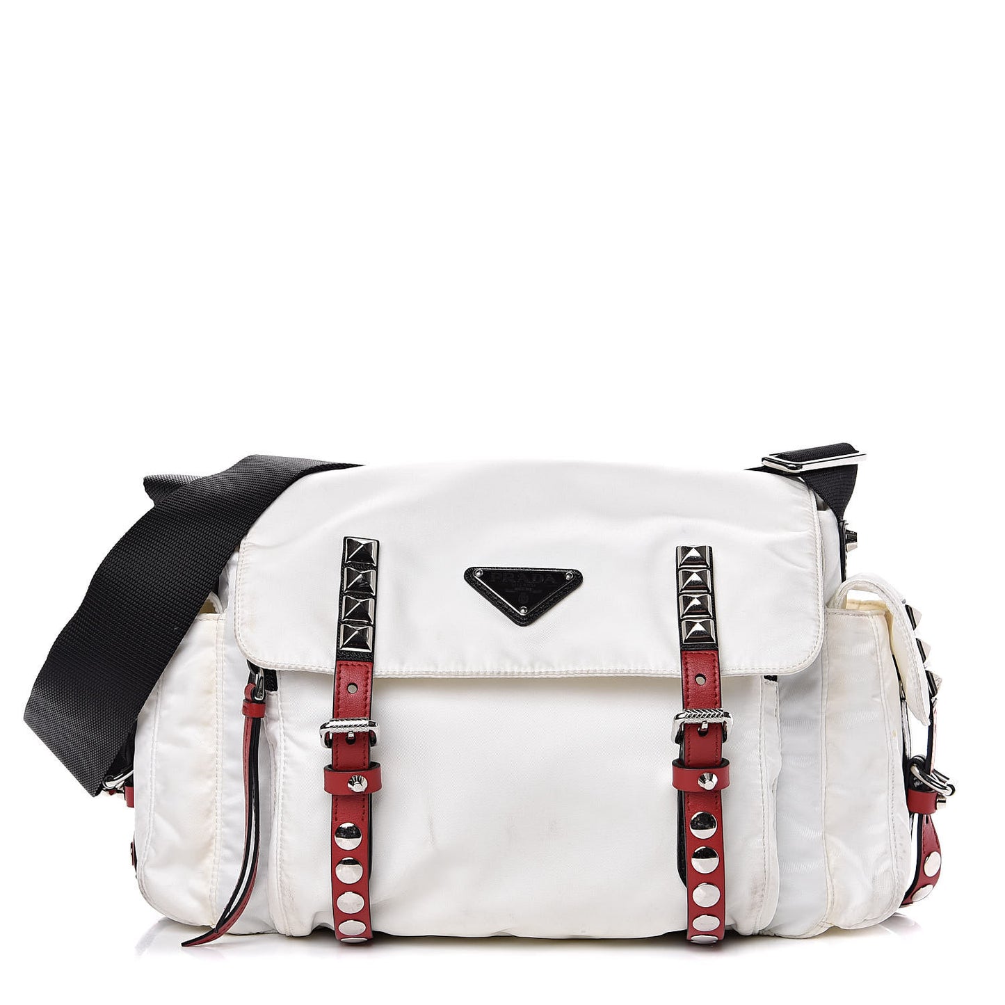 Nylon New Vela Studded Messenger White Fuoco