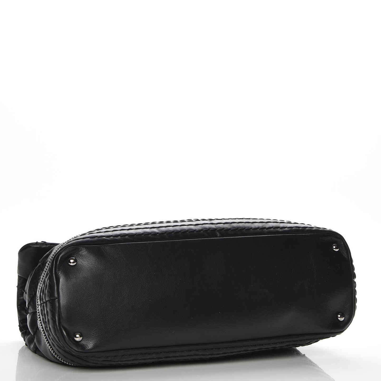 Calfskin Stitched Large Expandable Flap Black