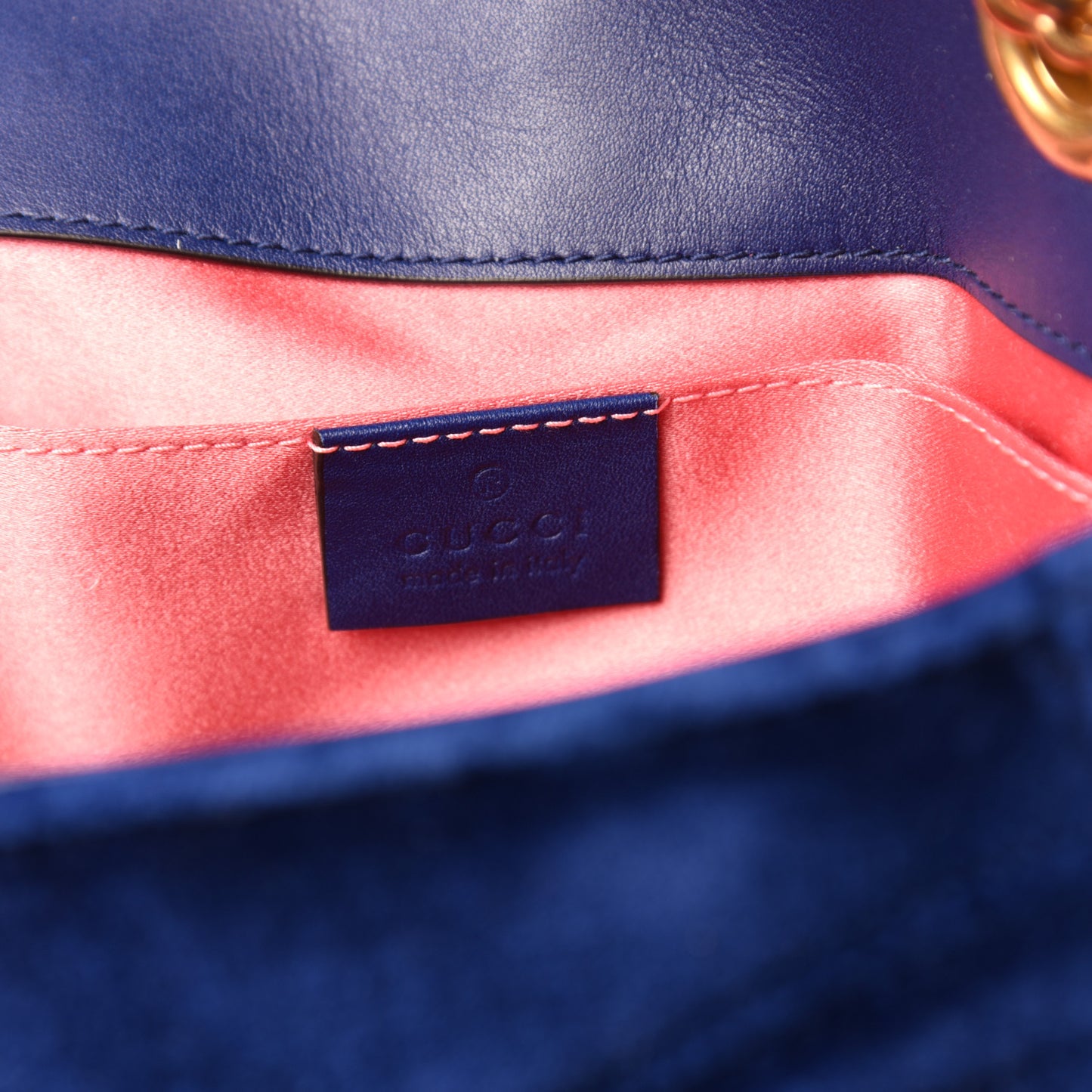 Velvet Matelasse Mini GG Marmont Shoulder Bag Cobalt Blue