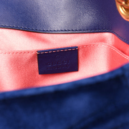Gucci Velvet Matelasse Mini GG Marmont Shoulder Bag Cobalt Blue 6 of 10