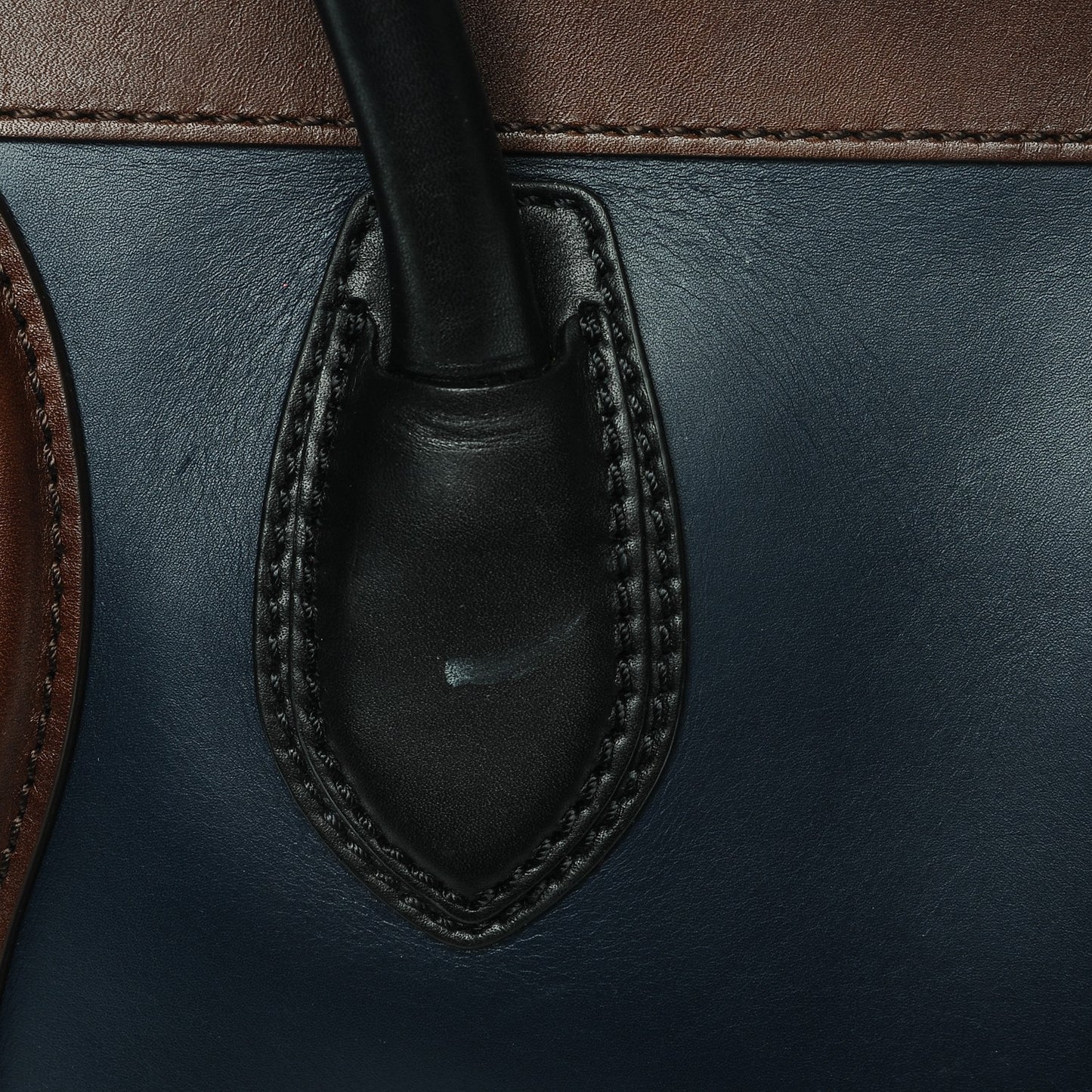 Smooth Calfskin Mini Bi-Color Luggage Navy