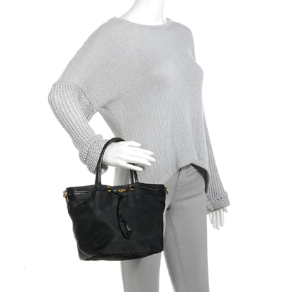 Prada Tessuto Nylon Jacquard Logo Tote Nero Black 2 of 11