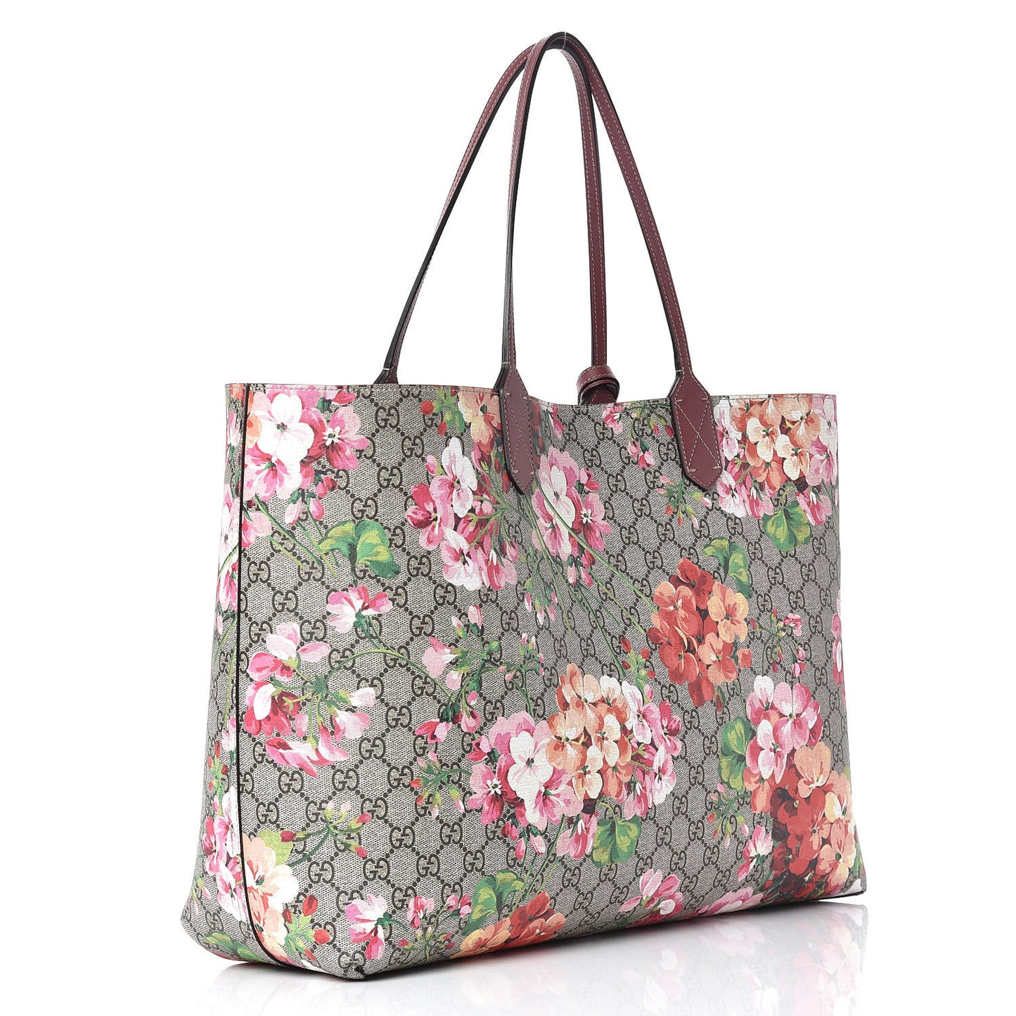 GG Supreme Monogram Blooms Medium Reversible Tote Beige Multicolor Dry Rose