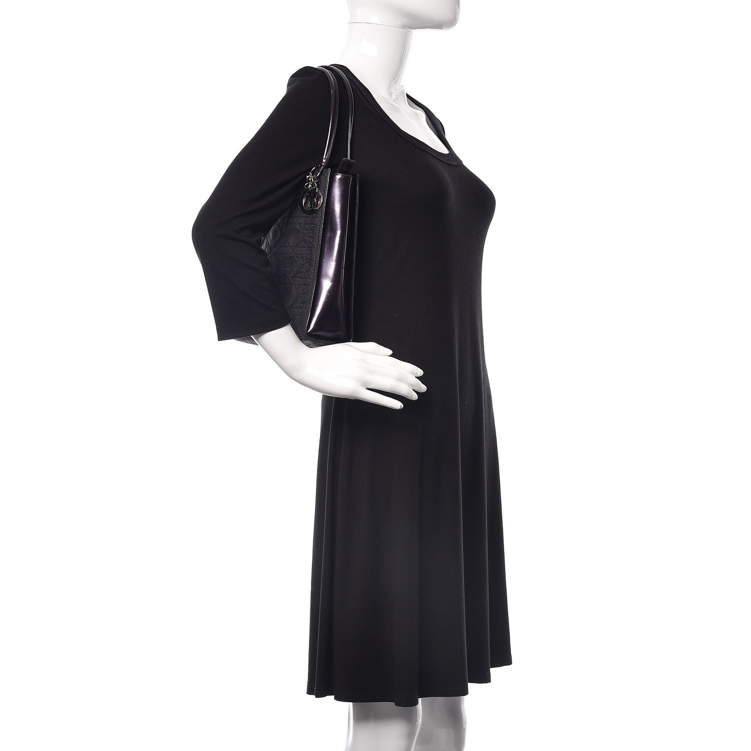 Christian Dior Nylon Cannage Shopper Tote Black Purple 2 of 11