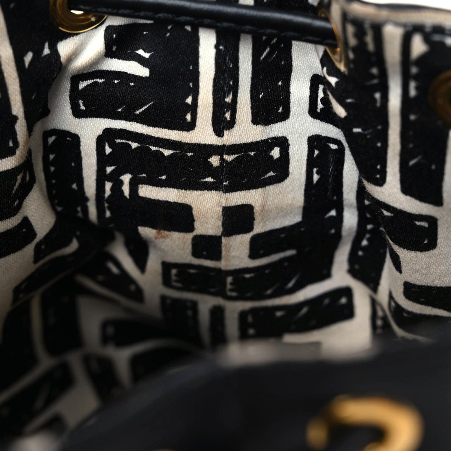 Fendi X JOSHUA VIDES Canvas Calfskin F is Fendi Mini Mon Tresor Bucket Bag White Black 11 of 11